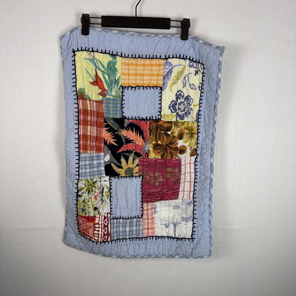 Pottery Barn Luau Patchwork Quilted Pillow Sham Standard Size Cotton Bedding